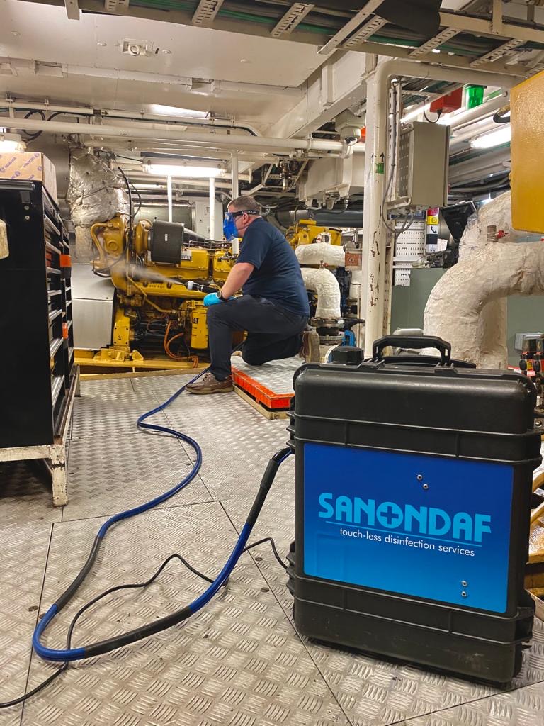 Sanondaf unit in use in a ship engine control room